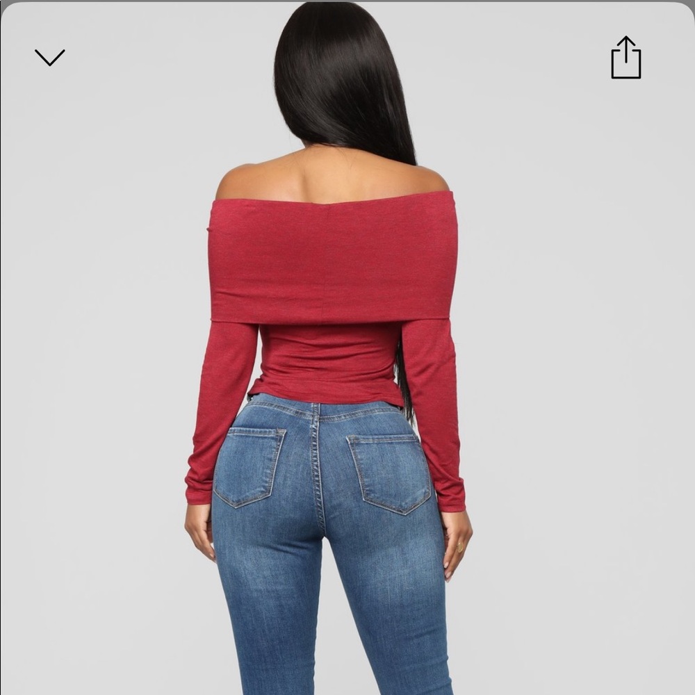 Fashion Nova - Victoria Long Sleeve Top in Cherry - Picture 2 of 2